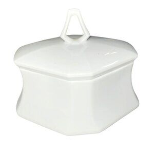 Antique M&Z Austria Octagonal White Porcelain Trinket Box with Lid